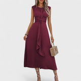 Emilia - Vestido maxi elegante sem mangas e gola redonda