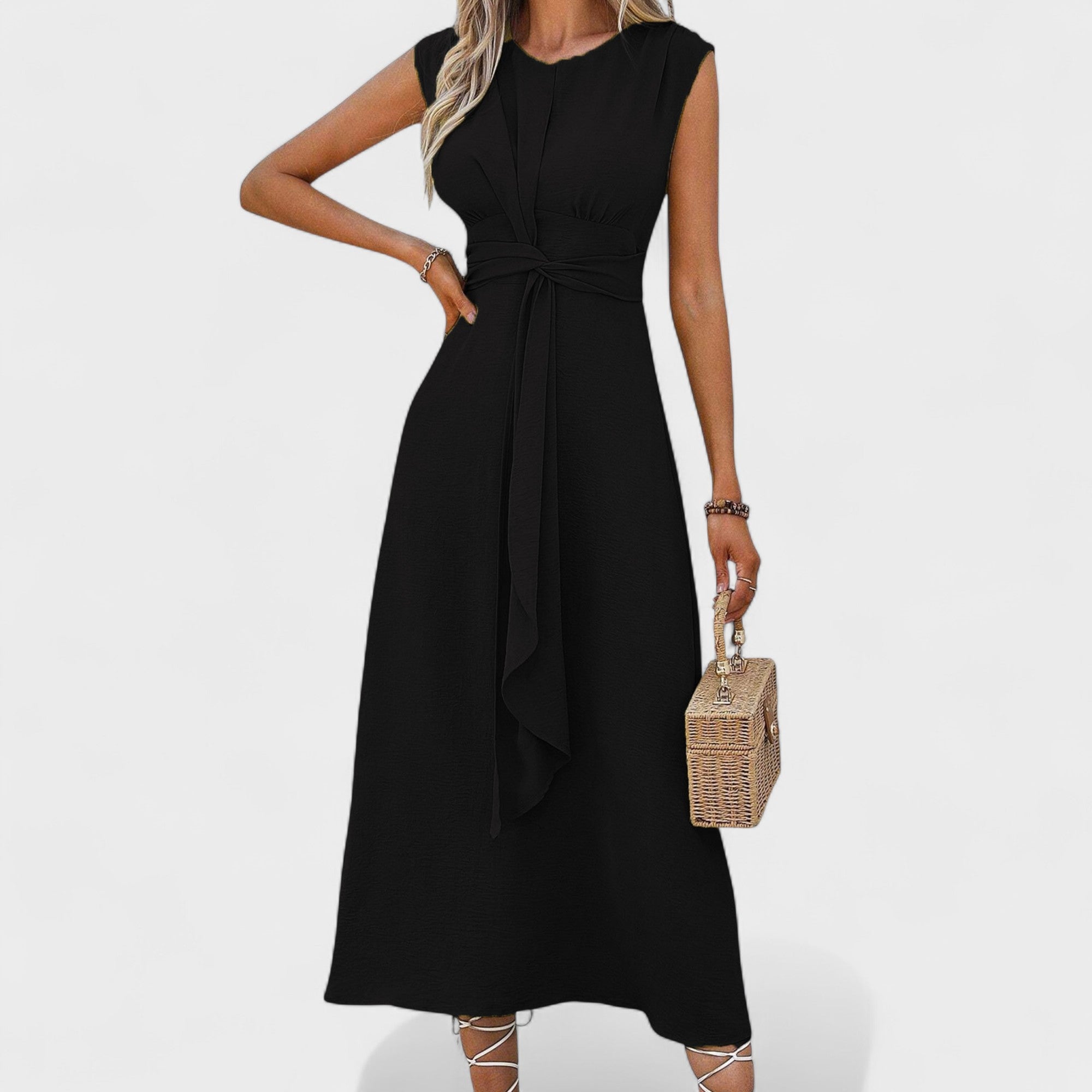 Emilia - Vestido maxi elegante sem mangas e gola redonda