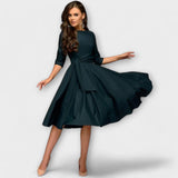 Ana - Vestido Midi Elegante com Cintura Laçada
