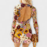 Dolores - Vestido com padrão floral 3D